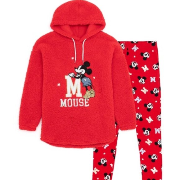 Disney Womens Long Sleeve Long Leg Pyjama Set Red Mickey Mouse - NWT - Picture 1 of 3